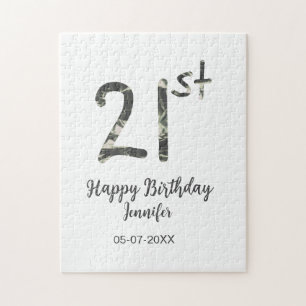 21st birthday add name date year black template go jigsaw puzzle