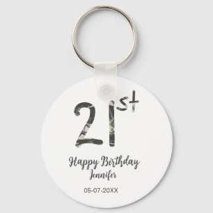 21st birthday add name date year black template go keychain