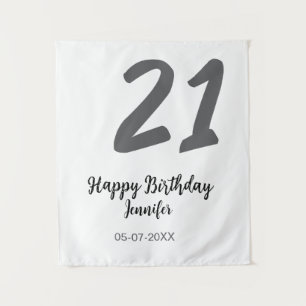 21st birthday add name date year black template go tapestry