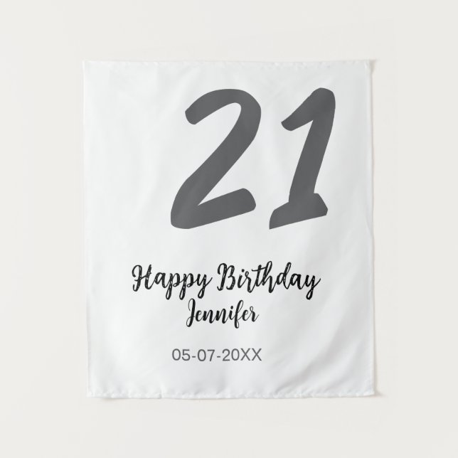 21st birthday add name date year black template go tapestry (Front)
