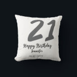 21st birthday add name date year black template go throw pillow<br><div class="desc">editable design</div>