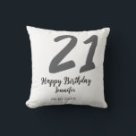 21st birthday add name date year black template go throw pillow<br><div class="desc">editable design</div>