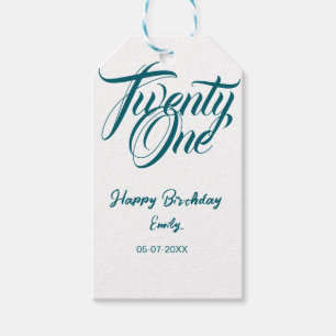 21st birthday add name date year blue template thi gift tags