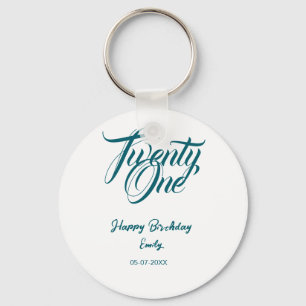 21st birthday add name date year blue template thi keychain