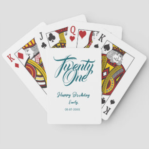 21st birthday add name date year blue template thi playing cards