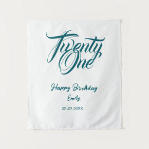 21st birthday add name date year blue template thi tapestry