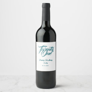 21st birthday add name date year blue template thi wine label