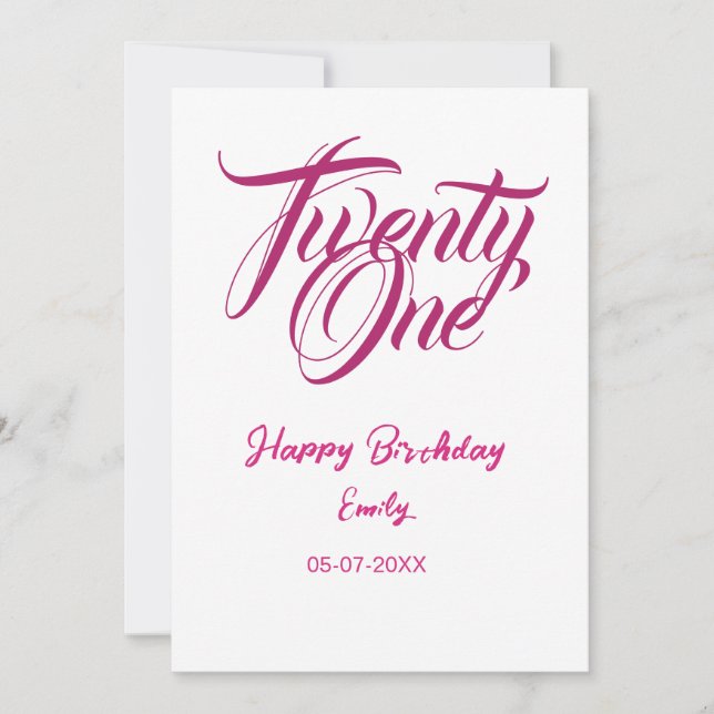 21st birthday add name date year pink template thi (Front)