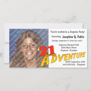 21st Birthday Adventure Party Photo Invitation