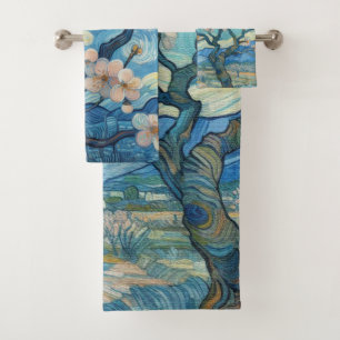 21st Birthday Almond blossom blue-cream  Bath Towel Set