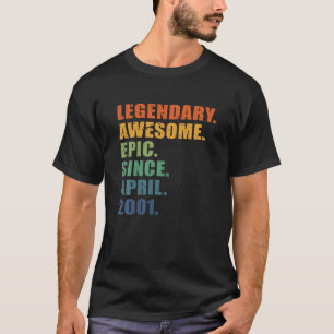 21St Birthday, April 2001, Men Women, 21 Year Anni T-Shirt