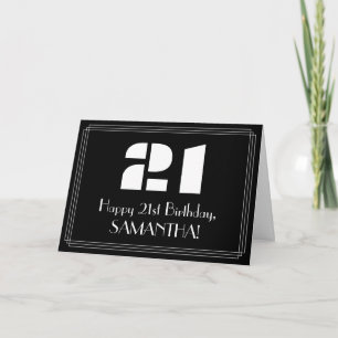 21st Birthday: Art Deco Inspired Look "21" & Name Card