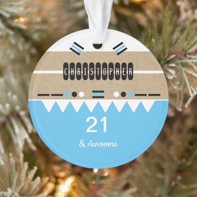 21st Birthday awesome blue and white Ornament (Tree)