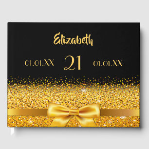 21st birthday balck gold classic elegant name guest book