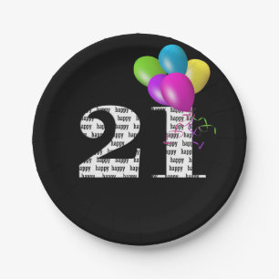 21st birthday balloon bouquet paper plate