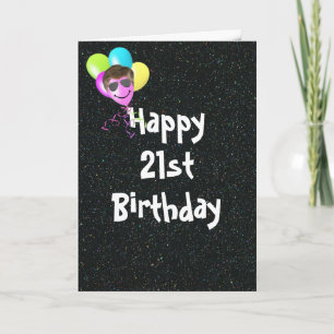 21st Birthday Balloons with Aviator Sunglasses   Card