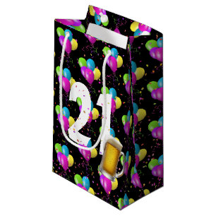 21st Birthday Beer and Balloons  Small Gift Bag