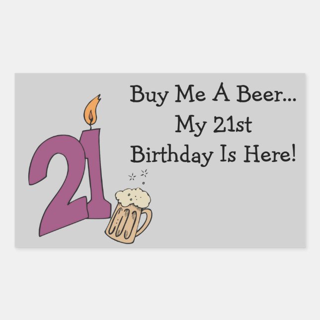 21st Birthday Beer (customizable) Sticker (Front)