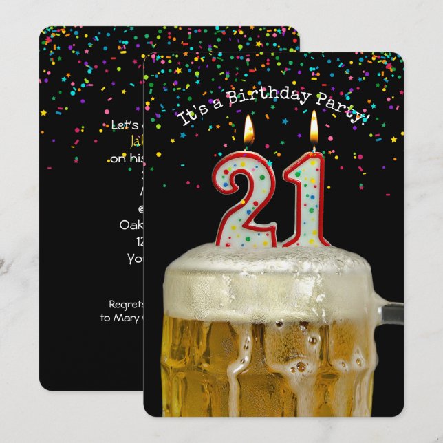 21st Birthday Beer Party Invitation (Front/Back)