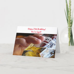 21st Birthday, beer, you're legal! Card