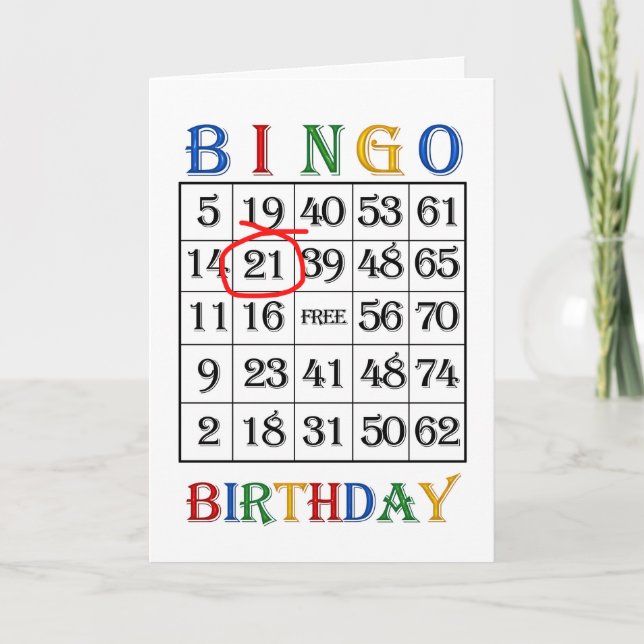 21st Birthday Bingo card (Front)