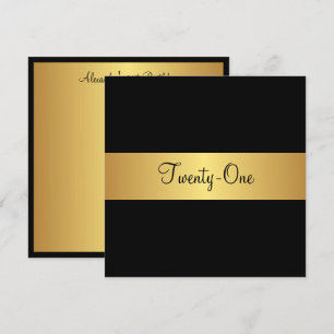 21st Birthday Black and Yellow Gold Invitation