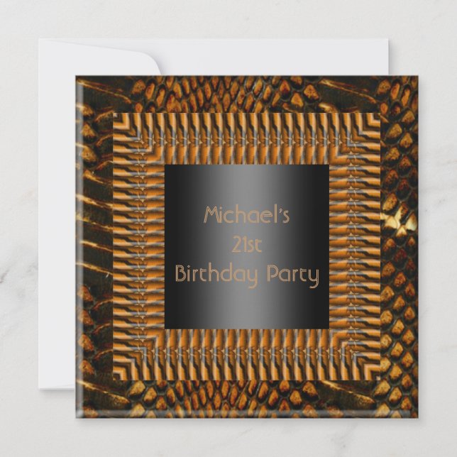 21st Birthday Black Bamboo Frame Invitation (Front)