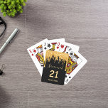 21st birthday black glitter gold sparkle glam name playing cards<br><div class="desc">A trendy and glamourous gift, favour or party games for a 21st birthday. A classic black background decorated with faux gold glitter drips, paint dripping look. Personalize and add a namem age 21 and a date. Date of birth or the date for the party. Golden coloured text. The name is...</div>