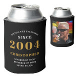 21st Birthday Black Gold With Name & Photo Can Cooler<br><div class="desc">Personalized Birthday add your name and year can cooler with your photo on the rear. Edit the name and year with the template provided. A wonderful custom birthday party accessory. More gifts and party supplies available with the "setting standards" design in the store.</div>