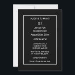 21st Birthday Black White Modern Minimalist Custom Invitation<br><div class="desc">Printed with elegant,  classy black white background and personalized text templates which you can edit and customize! You may also change colours and change age if you wish!</div>