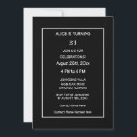 21st Birthday Black White Modern Minimalist Custom Invitation<br><div class="desc">Printed with elegant,  classy black white background and personalized text templates which you can edit and customize! You may also change colours and change age if you wish!</div>