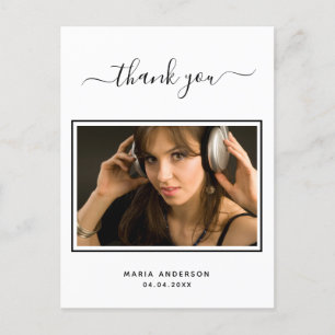 21st birthday black white photo thank you postcard