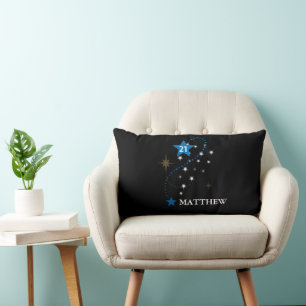 21st Birthday Blue and Black Personalized Lumbar Pillow