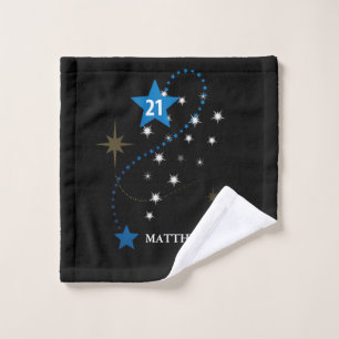 21st Birthday Blue and Black Personalized Wash Cloth