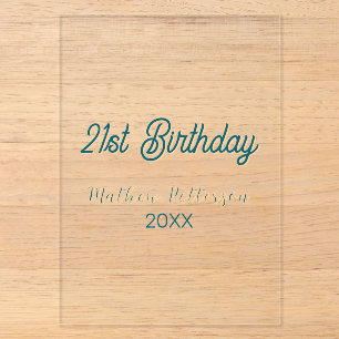 21st birthday blue orange stylish boho retro name acrylic invitations