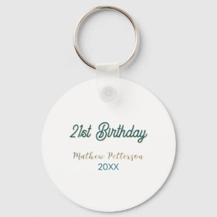 21st birthday blue orange stylish boho retro name keychain