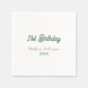 21st birthday blue orange stylish boho retro name napkin