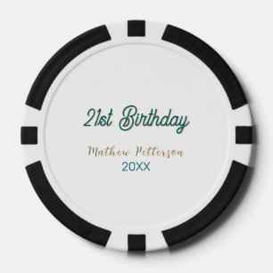 21st birthday blue orange stylish boho retro name  poker chips