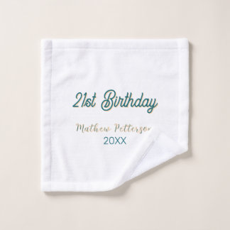 21st birthday blue orange stylish boho retro name  wash cloth