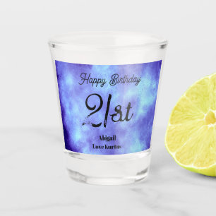 21st Birthday Blue Storm Cloud Effect Shot glass