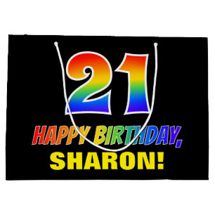 21st Birthday: Bold, Fun, Simple, Rainbow 21 Large Gift Bag