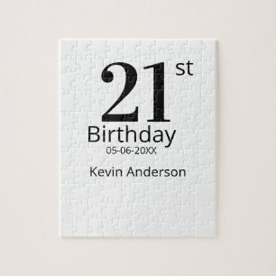 21st birthday bold letter name date simple man boy jigsaw puzzle