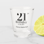 21st birthday bold letter name date simple man boy shot glass<br><div class="desc">design</div>