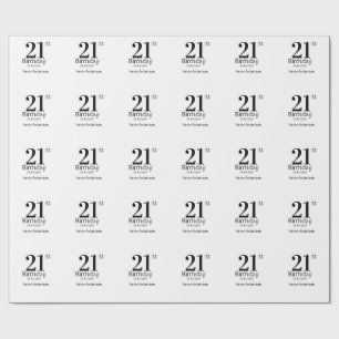 21st birthday bold letter name date simple man boy wrapping paper