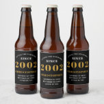 21st Birthday Born 2002 Add Name Black Gold Beer Bottle Label<br><div class="desc">Personalized Birthday add your name and year beer label. Edit the name and year with the template provided. A wonderful custom birthday party accessory. More gifts and party supplies available with the "setting standards" design in the store.</div>