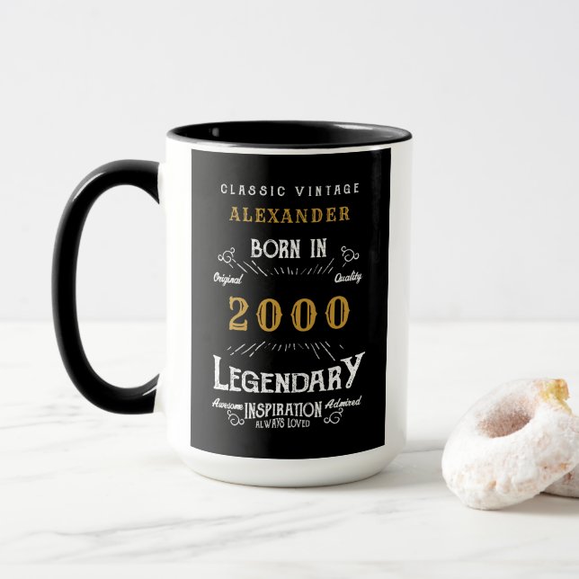 21st Birthday Born in 2000 Legend Personalized Mug (With Donut)