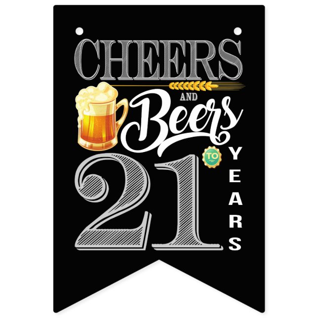 21st Birthday Bunting Flags Cheers Beers 21 Years (Sixth Flag)