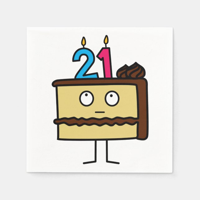 21st Birthday Cake with Candles Napkin (Front)