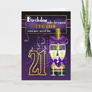 21st Birthday Card For Brother, Brother Birthday