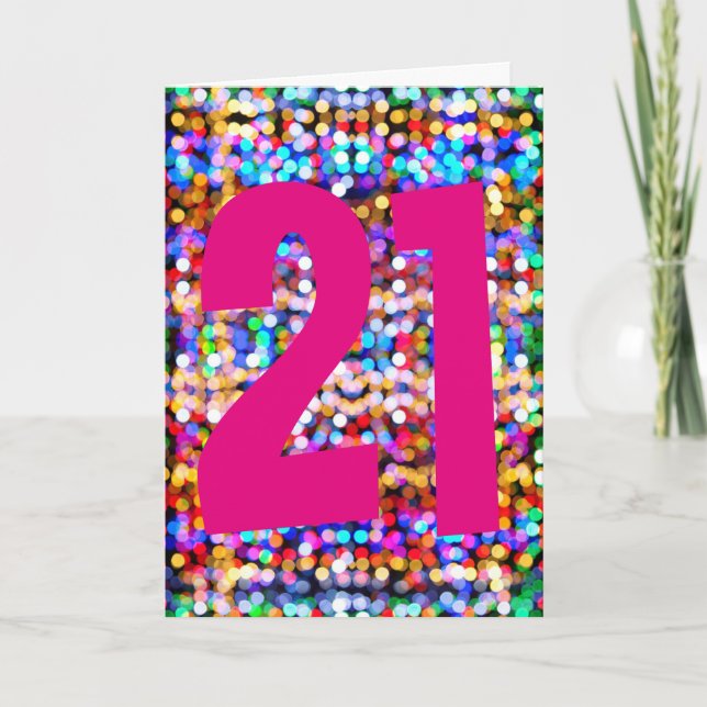 21st birthday card for female. Bright colourful (Front)
